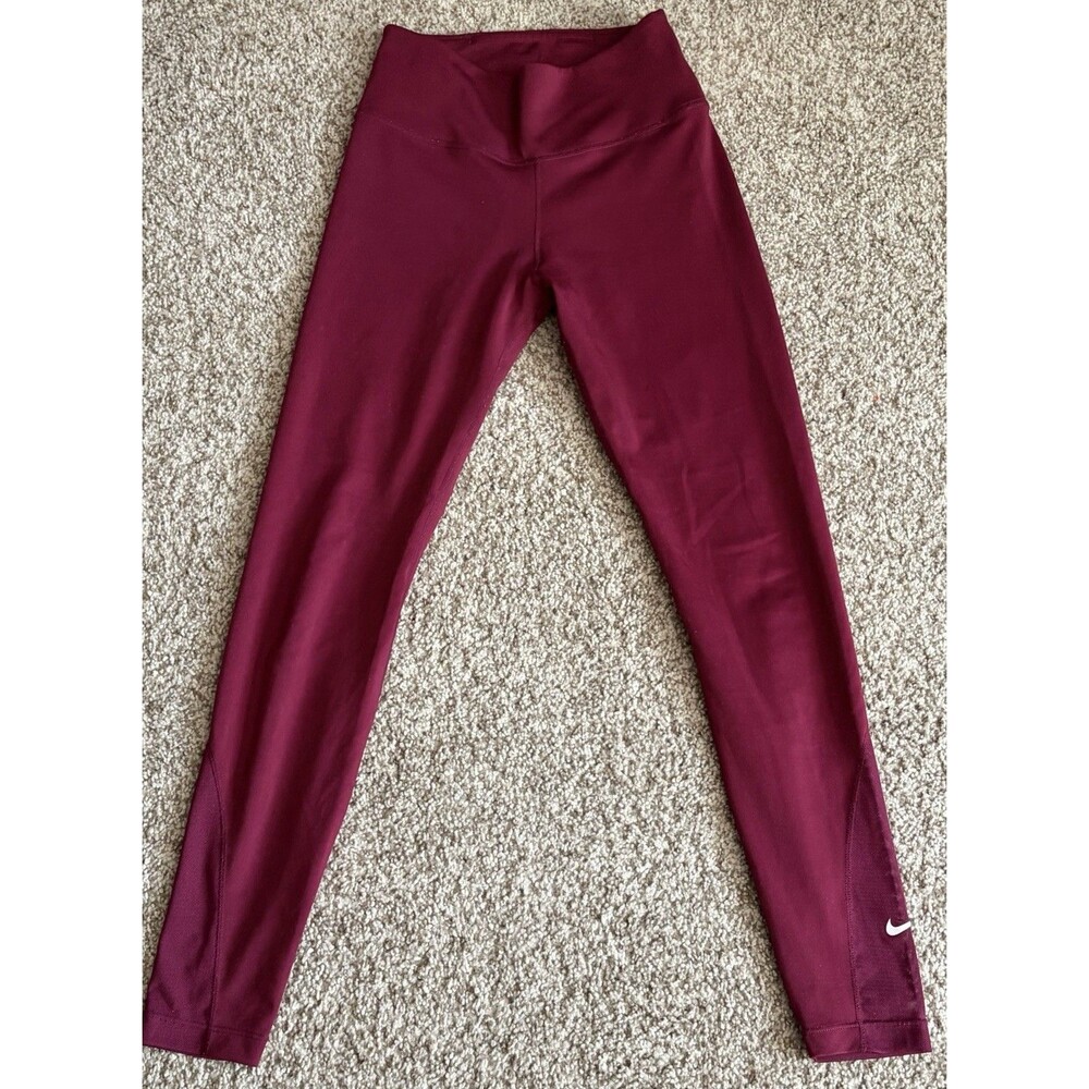 Women's Nike Dri-fit Burgundy Athletic Leggings, Size XS